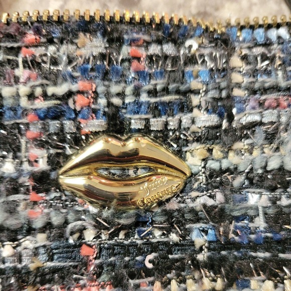 Juicy Couture Tweed Purse Small Tote Bag With Lip Embellishment Clueless Y2K - Picture 2 of 12